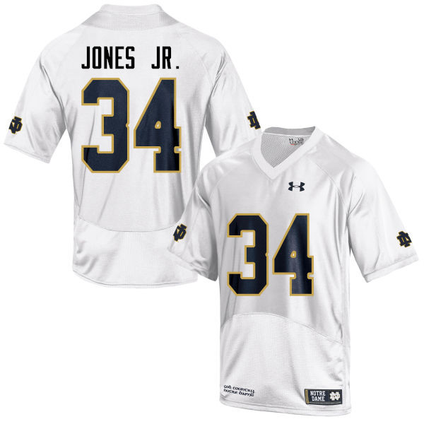 Men's NCAA Notre Dame Fighting Irish #34 Tony Jones Jr. Stitched College Under Armour Authentic White Football Jersey DE10C24VQ